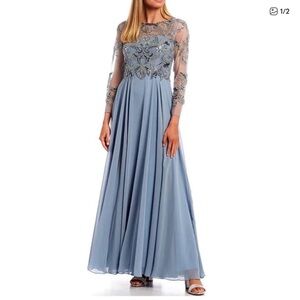 Xscape Beaded bodice chiffon evening gown. Size 16